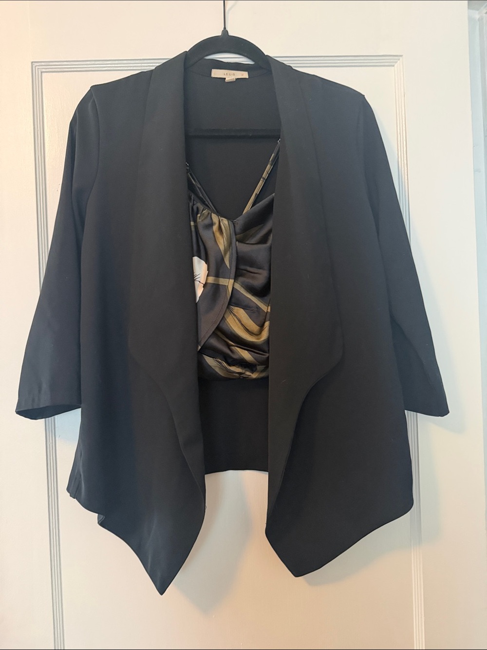 Le Lis Black Draped Open-Front Blazer